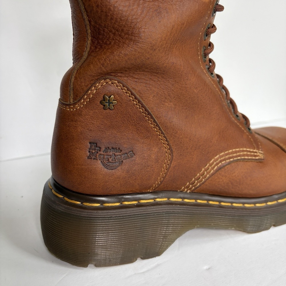 VTG Doc Martens Miranda Combat Boots Womens 8/8.5 Brown Chunky lug sole Lace-Up - Picture 2 of 16
